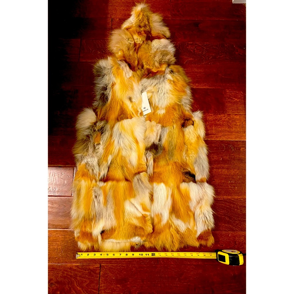 NWT Hooded Fox Fur Vest